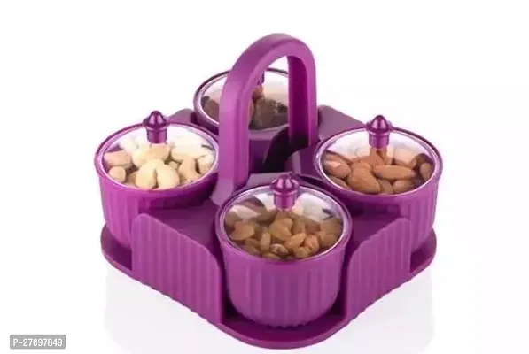 Stylish Dry Fruit 4 Pc Jar Set Aachar Pickle Container Mukhwas Tray Dining Spice Stand-thumb0