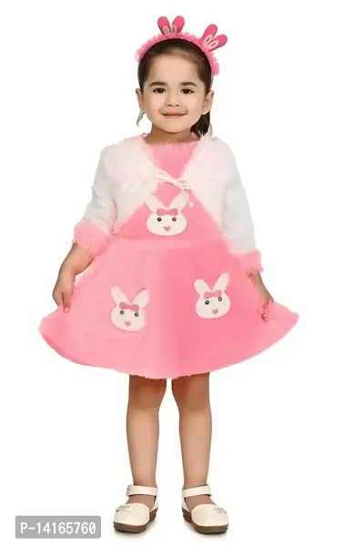 FB Collection Girl's Knee Length Woolen Frock Dress | Beautiful Comfortable Dress for Girls (JK001)