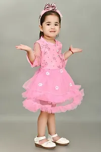 FB Collection Girl's Knee Length Net Frock Dress | Beautiful Comfortable Dress for Girls (M002)-thumb2