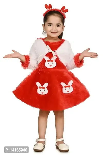 FB Collection Girl's Knee Length Woolen Frock Dress | Beautiful Comfortable Dress for Girls (JK001)-thumb0