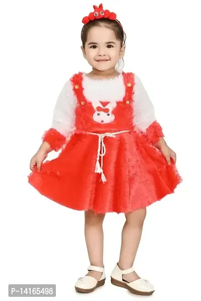 FB Collection Girl's Knee Length Woolen Frock Dress | Beautiful Comfortable Dress for Girls (WOO1)