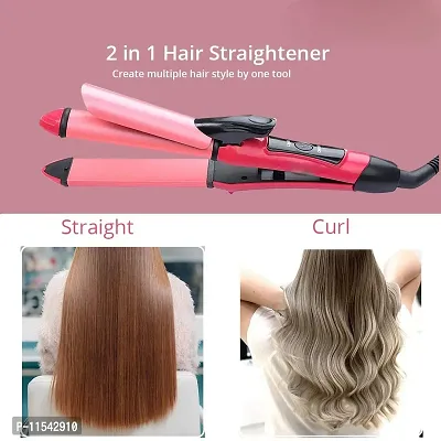 2 In 1  Straightener And Curler   Hair Straightening Machine, Beauty Set Of Professional Hair Straightener Hair Straightener And Hair Curler With Ceramic Plate For Women ( Pink)