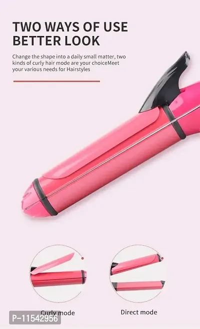 2 In 1  Straightener And Curler   Hair Straightening Machine, Beauty Set Of Professional Hair Straightener Hair Straightener And Hair Curler With Ceramic Plate For Women ( Pink)-thumb4