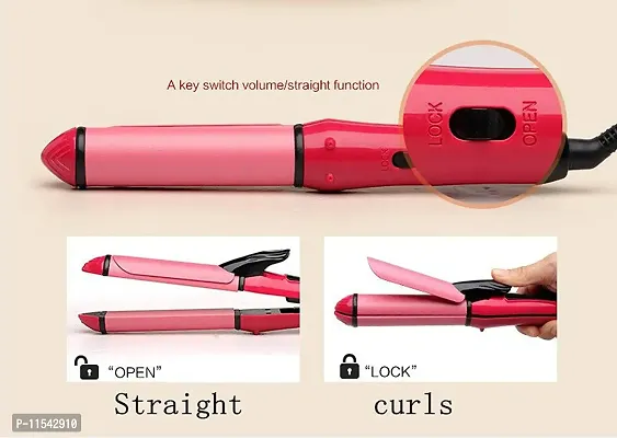 2 In 1  Straightener And Curler   Hair Straightening Machine, Beauty Set Of Professional Hair Straightener Hair Straightener And Hair Curler With Ceramic Plate For Women ( Pink)-thumb4