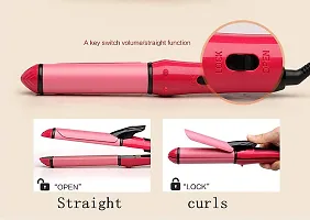 2 In 1  Straightener And Curler   Hair Straightening Machine, Beauty Set Of Professional Hair Straightener Hair Straightener And Hair Curler With Ceramic Plate For Women ( Pink)-thumb1