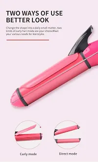 2 In 1  Straightener And Curler   Hair Straightening Machine, Beauty Set Of Professional Hair Straightener Hair Straightener And Hair Curler With Ceramic Plate For Women ( Pink)-thumb3