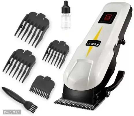 Rechargeable Hair Clipper Razor LCD Display Cordless Electric Professional Shaver Beard Trimmer Grooming Set (White)