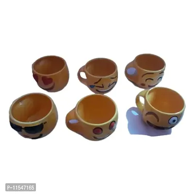 Dream Shades Ceramic Smiley Emoji Face Tea/Coffee Mug (140 ml) - Set of 6-thumb2