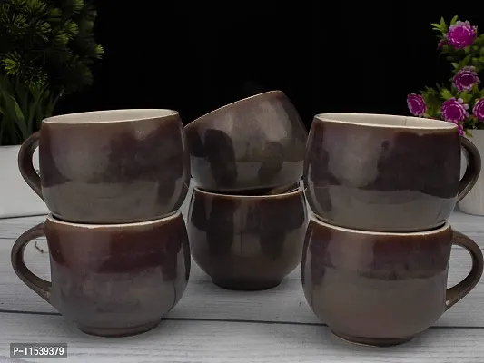 The mug factory TMF Brown Tea Cup Set of 6 (Size:180ml)