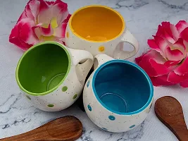 TMF White Dot Round Multicolor Tea Cup Set of 6, 180 ml-thumb1