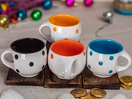 TMF White Dot Round Multicolor Tea Cup Set of 6, 180 ml-thumb4