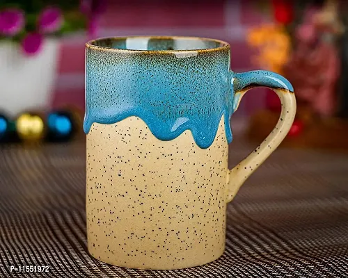 TMF Ceramic Multicolour Coffee Mug (Blue, 325 Ml)