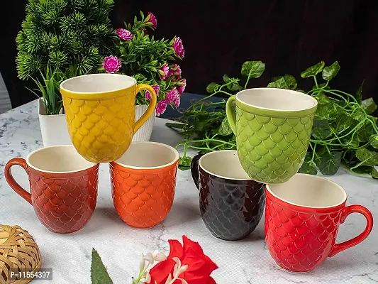 TMF Fish Cut Multicolor Tea Cup Set of 6 (Size:250ml)-thumb0