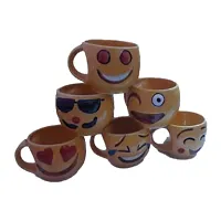 Dream Shades Ceramic Smiley Emoji Face Tea/Coffee Mug (140 ml) - Set of 6-thumb3