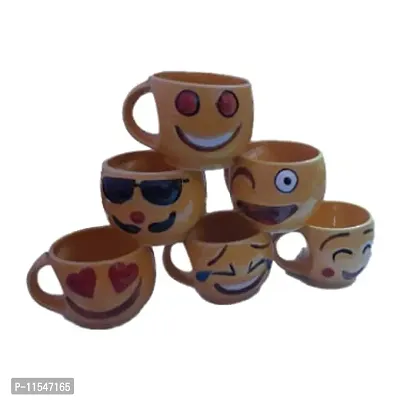 Dream Shades Ceramic Smiley Emoji Face Tea/Coffee Mug (140 ml) - Set of 6-thumb4