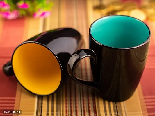 TMF Shinny Black Milk  Coffee Mugs (Yellow + Green)-thumb0