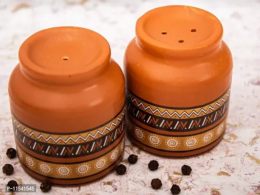 TMF Handcrafted Ceramic Siena Salt, Pepper, Spices Shaker/Dispenser Set with Perfect Pour Holes for Kitchen Dining Table Picnic Office Restaurant Hotel (Set of 2)-thumb0