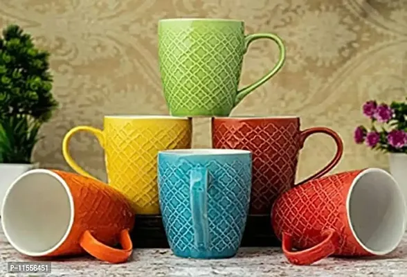 Octa Store Multicolor Coffee Mugs 300ML (Set of 6) Microwave Safe Coffee/Milk Mug with Handle Ideal Best Gift for Friends, Anniversary, Birthday.-thumb0