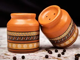 TMF Handcrafted Ceramic Siena Salt, Pepper, Spices Shaker/Dispenser Set with Perfect Pour Holes for Kitchen Dining Table Picnic Office Restaurant Hotel (Set of 2)-thumb1