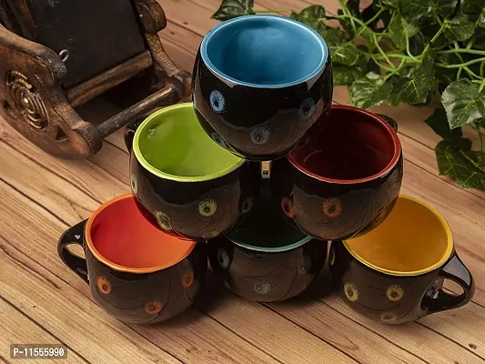 TMF Ceramic Tea Cup - 6 Piece, Black, 180ml-thumb0