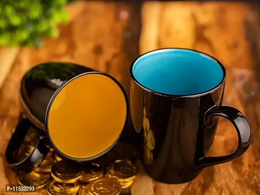 TMF Shinny Black Milk  Coffee Mugs (Blue + Yellow)-thumb0