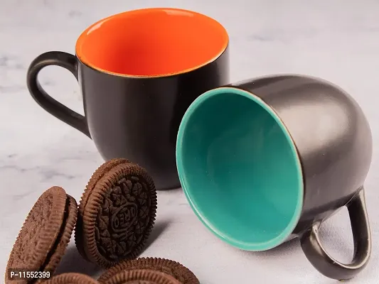 The Mug Factory Ceramic Tea Cup Set of 6, (180 ml, Matte Black)-thumb0