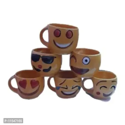 Dream Shades Ceramic Smiley Emoji Face Tea/Coffee Mug (140 ml) - Set of 6-thumb3