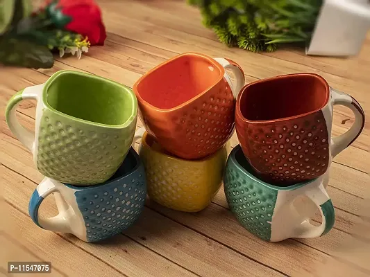 TMF Tea Cup Set of 6, Multicolour (Size:180ml)