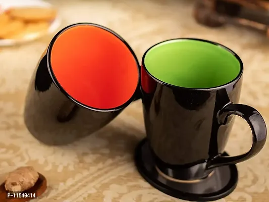 TMF Shinny Black Milk  Coffee Mugs (Red + Parrot Green)-thumb0