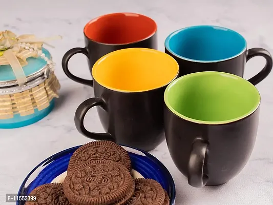 The Mug Factory Ceramic Tea Cup Set of 6, (180 ml, Matte Black)-thumb4