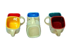 Kalka Ceramic Tea Cups Microwave Safe Set of 6 Pieces, Multicolor Dotted, 110 ml-thumb2