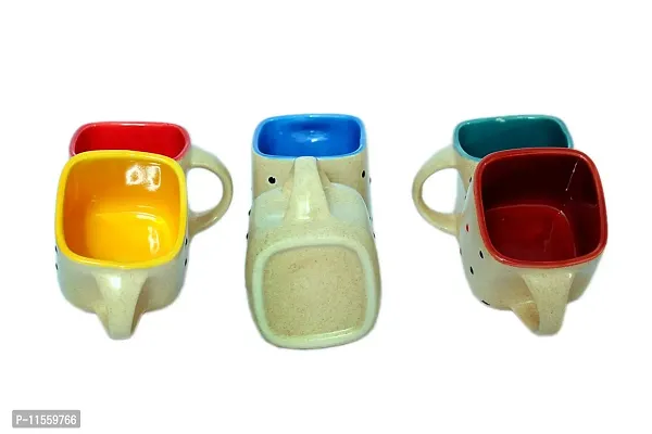 Kalka Ceramic Tea Cups Microwave Safe Set of 6 Pieces, Multicolor Dotted, 110 ml-thumb3