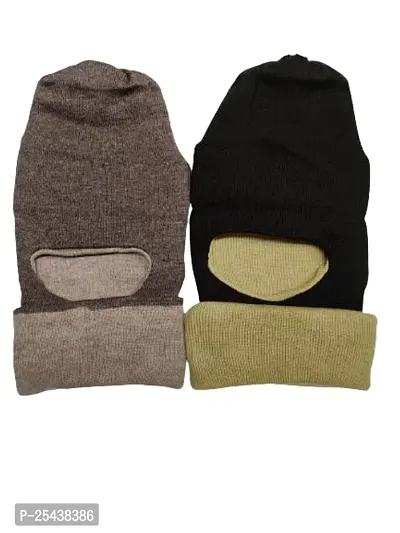 Woolen Plain Monkey Cap For Men Pack Of 2