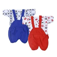 SHISHU MOUSE DUNGAREE FOR BABY GIRLS AND BOYS (PACK OF 2) (9-12 months, MAROON-BLUE)-thumb1