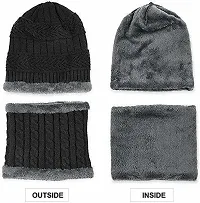 SHISHUONLINE Cap with Muffler Cap with Muffler (Pack of 1) (Free Size, Black)-thumb3