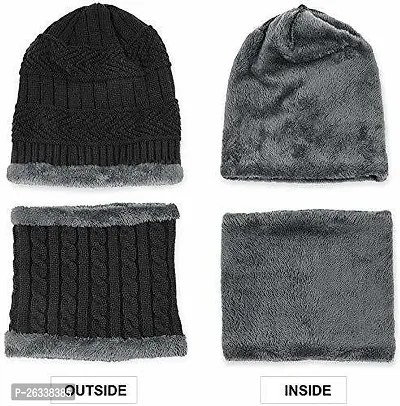 SHISHUONLINE Cap with Muffler Cap with Muffler (Pack of 1) (Free Size, Black)-thumb4