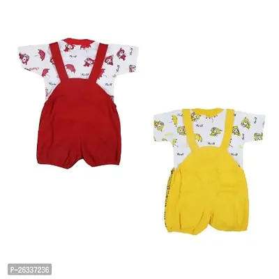 SHISHU MOUSE DUNGAREE FOR BABY GIRLS AND BOYS (PACK OF 2) (3-6 months, YELLOW-MAROON)-thumb2