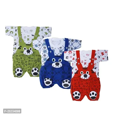 SHISHU Mouse Dungaree for baby girls and boys (PACK OF 3) (0-3 MONTHS, MULTICOLOR)-thumb0