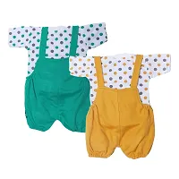 SHISHU CAT DUNGAREE FOR BABY BOYS AND GIRLS (PACK OF 2) (12-18 MONTHS, YELLOW - GREEN)-thumb1