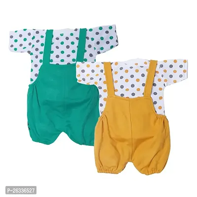 SHISHU CAT DUNGAREE FOR BABY BOYS AND GIRLS (PACK OF 2) (12-18 MONTHS, YELLOW - GREEN)-thumb2