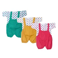 SHISHU CAT DUNGAREE FOR GIRLS AND BOYS (PACK OF 3) (6-9 MONTHS, MULTICOLOR)-thumb1