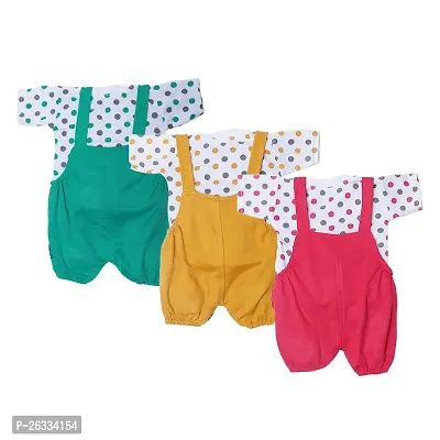 SHISHU CAT DUNGAREE FOR GIRLS AND BOYS (PACK OF 3) (6-9 MONTHS, MULTICOLOR)-thumb2