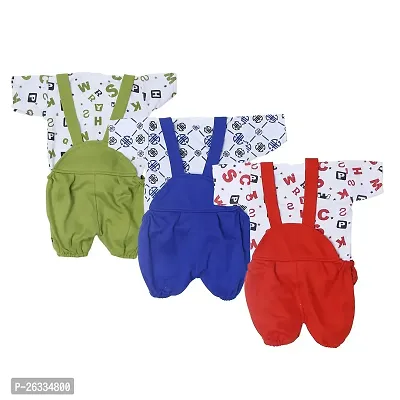 SHISHU Mouse Dungaree for baby girls and boys (PACK OF 3) (0-3 MONTHS, MULTICOLOR)-thumb2