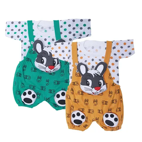 SHISHU CAT DUNGAREE FOR BABY BOYS AND GIRLS (PACK OF 2) (12-18 MONTHS, - GREEN)