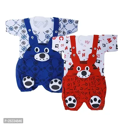 SHISHU MOUSE DUNGAREE FOR BABY GIRLS AND BOYS (PACK OF 2) (9-12 months, MAROON-BLUE)-thumb0