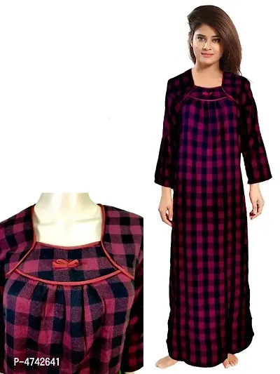 Women Woolen Checked Nightwear-thumb0