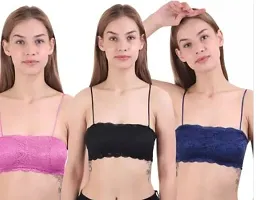 Stylish Multicoloured Net Bras For Women Pack Of 3-thumb1