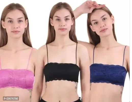 Stylish Multicoloured Net Bras For Women Pack Of 3-thumb2