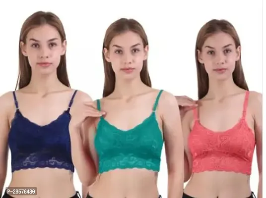 Stylish Multicoloured Net Bras For Women Pack Of 3-thumb2