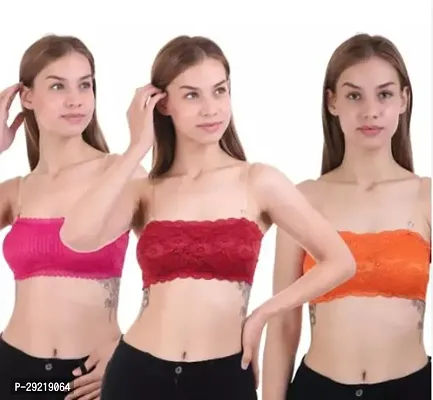 Stylish Net Solid Bras For Women Pack Of 3-thumb2